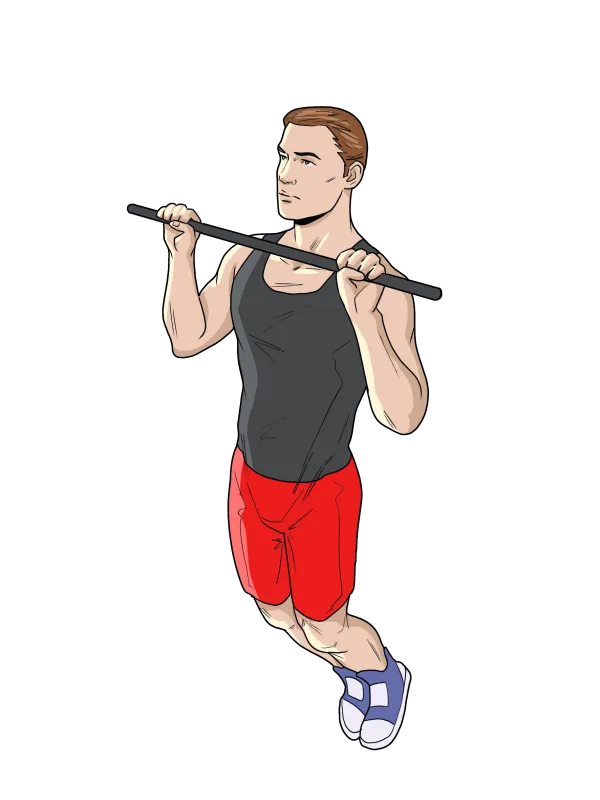 Упражнение Подтягивания на турнике параллельным хватом: вид со стороны во время выполнения