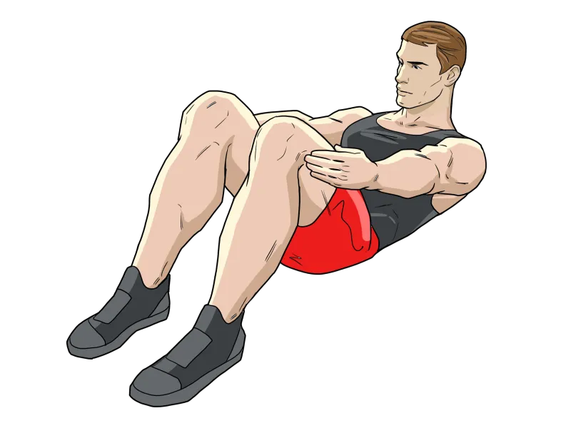 Упражнение Сгибание корпуса на пресс: вид со стороны во время выполнения